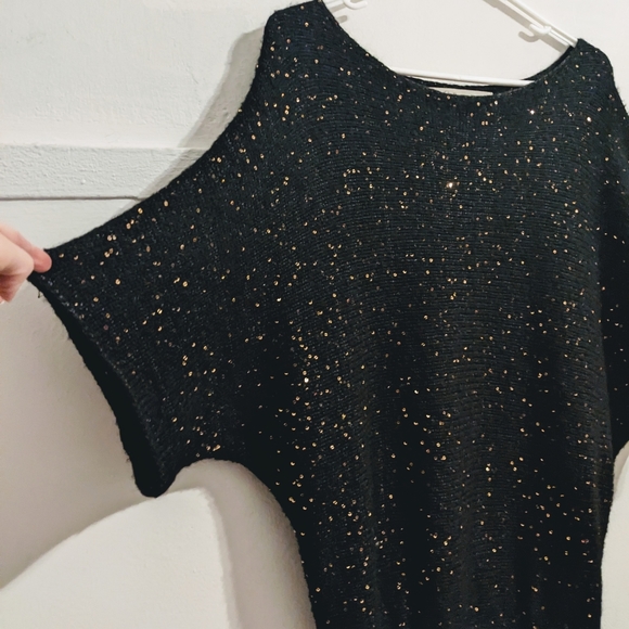 Vintage Rachel Roy Sequin Metallic Knit Sweater Dress - Picture 2 of 9